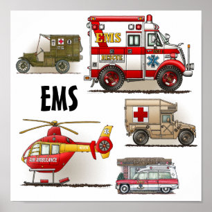 EMS-Poster voor ambulance voertuigen Poster