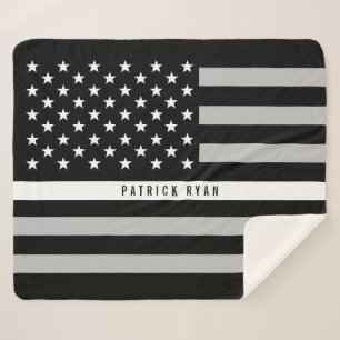 EMS Thin White Line American Flag Monogram Med. Sherpa Deken