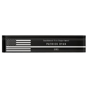 EMS Thin White Line American Flag Monogram Naambordje