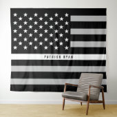 EMS Thin White Line American Flag Monogram Wandkleed (In Situ (horizontaal))