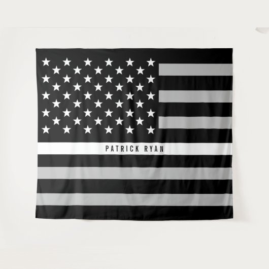 EMS Thin White Line American Flag Monogram Wandkleed (Voorkant (horizontaal))