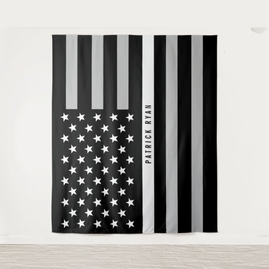 EMS Thin White Line American Flag Monogram Wandkleed (Voorkant)