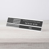 EMS Thin White Line American Flag Monogramed Bureau Naambordje (Voorkant)