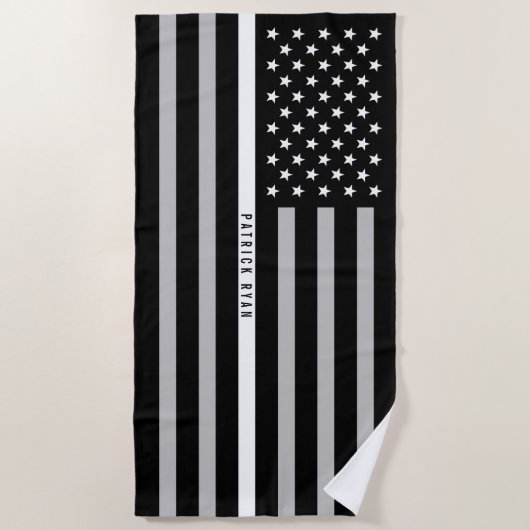 EMS Thin White Line American Flag Monogramed Strandlaken (Voorkant)