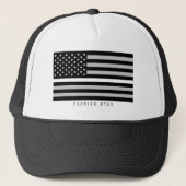 EMS Thin White Line American Flag Naam toevoegen Trucker Pet (Voorkant)