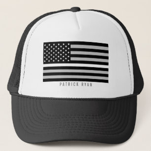 EMS Thin White Line American Flag Naam toevoegen Trucker Pet