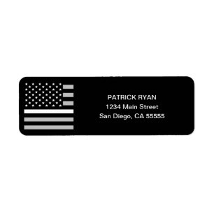 EMS Thin White Line American Flag Return Address Etiket