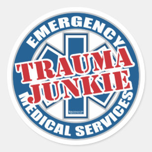 EMS Trauma Junkie Ronde Sticker
