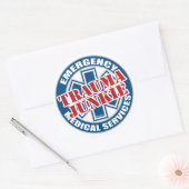 EMS Trauma Junkie Ronde Sticker (Envelop)