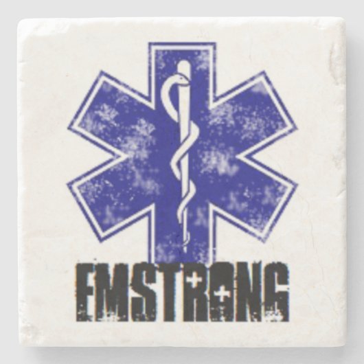 EMSTRONG (alleen logo) Stenen Onderzetter (Voorkant)