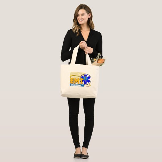 EMT 1STE RESPONDER NOODMEDISCHE TECHNICUS GROTE TOTE BAG (Voorkant (model))