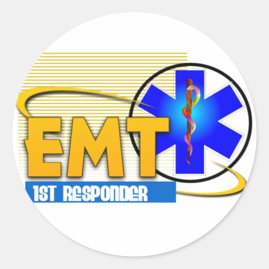 EMT 1STE RESPONDER NOODMEDISCHE TECHNICUS RONDE STICKER (Voorkant)