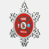 EMT brandweerman Maltese kruis Tin Sneeuwvlok Ornament (Rechts)