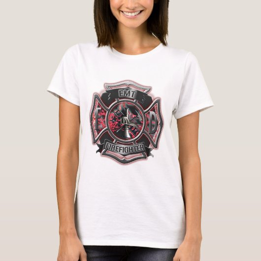 EMT brandweerman rood. T-shirt (Voorkant)
