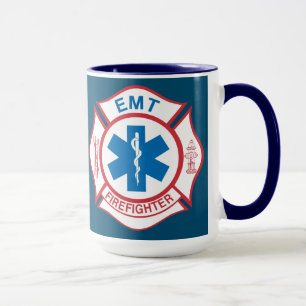 EMT brandweerman Symbool achtergrond Mok