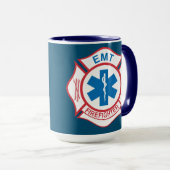 EMT brandweerman Symbool achtergrond Mok (Voorkant rechts)