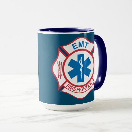 EMT brandweerman Symbool achtergrond Mok (Voorkant rechts)