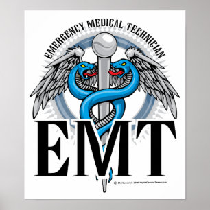 EMT Caduceus Blue Poster