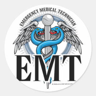 EMT Caduceus Blue Ronde Sticker