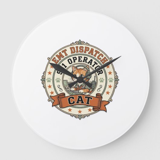 EMT-dispatch 911-operator Cat EMT-dispatch 911-Ope Grote Klok (Voorkant)