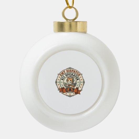 EMT-dispatch 911-operator Kat EMT-dispatch 911-bed Keramische Bal Ornament (Voorkant)