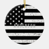 EMT — dunne witte streep met naam Keramisch Ornament (Voorkant)