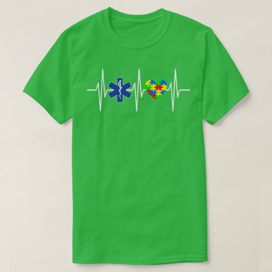 EMT EMS Autisme Awareness Paramedic Puzzle Heart T-shirt (Design voorkant)