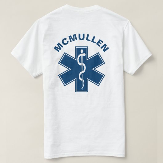 EMT EMS Paramedisch Blauw T-shirt (Design achterkant)