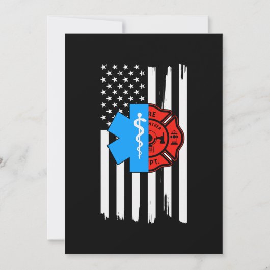 Emt Firefighter American Flag Distress.Png Save The Date (Voorkant)