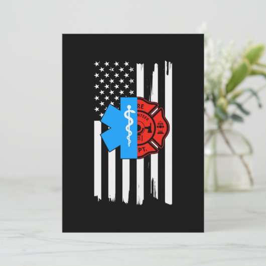 Emt Firefighter American Flag Distress.Png Save The Date (Staand voorkant)
