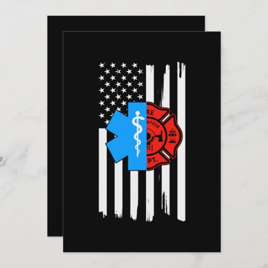 Emt Firefighter American Flag Distress.Png Save The Date (Voorkant / Achterkant)