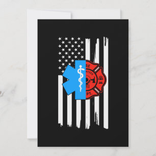 Emt Firefighter American Flag Distress.Png Save The Date