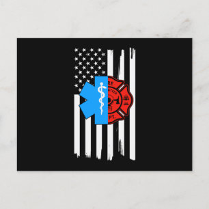 Emt Firefighter American Flag Distress.Png Uitnodiging Briefkaart