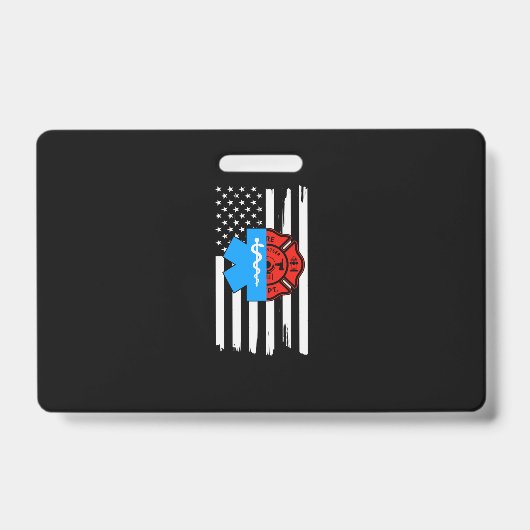 Emt Firefighter American Flag Distressed.Png Badge (Voorzijde)