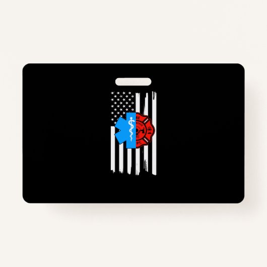 Emt Firefighter American Flag Distressed.Png Badge (Voorkant)