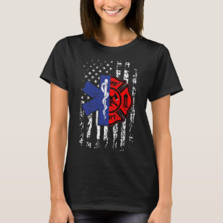 EMT Firefighter Firefighter EMT American Flag Gift T-shirt