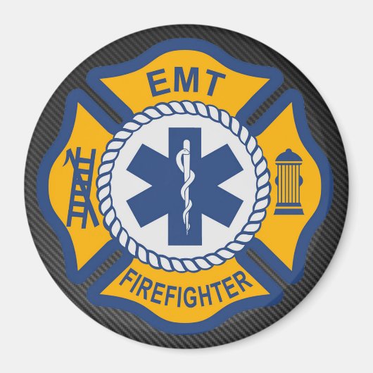EMT Firefighter Round Magnet (Voorkant)