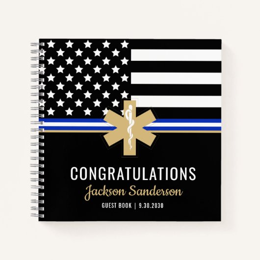 EMT First Responder Flag EMS Retirement Guest Book Notitieboek (Voorkant)