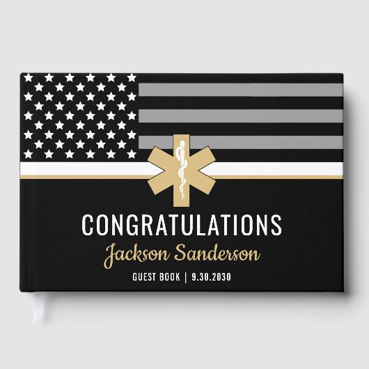 EMT First Responder Thin White Line EMS Retirement Gastenboek (Voorkant)