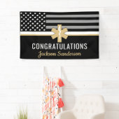 EMT First Responder Thin White Line EMS Retirement Spandoek (Insitu)