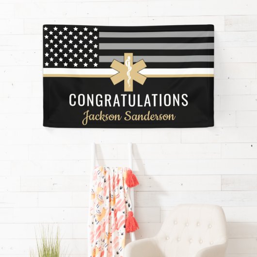 EMT First Responder Thin White Line EMS Retirement Spandoek (Insitu)