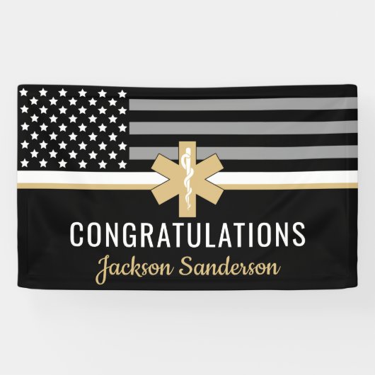 EMT First Responder Thin White Line EMS Retirement Spandoek (Horizontaal)