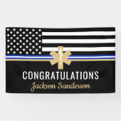 EMT First Responder White Line Flag EMS Retirement Spandoek (Horizontaal)