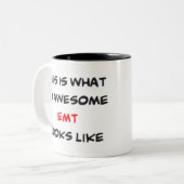 emt , geweldige tweekleurige koffiemok (Voorkant links)