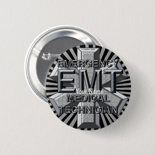 EMT Grey Logo pin Ronde Button 5,7 Cm (Voorkant /achterkant)