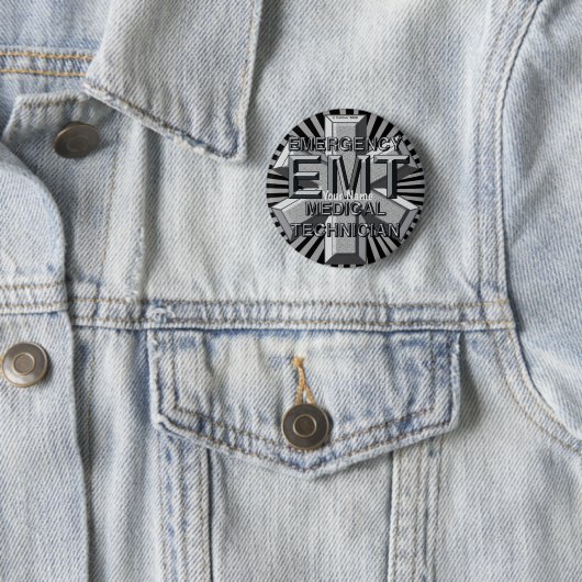 EMT Grey Logo pin Ronde Button 5,7 Cm (In situ)