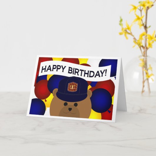 EMT - Happy Birthday EMT Hero! Kaart (Gele Bloem)