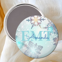 EMT Ice Blue Snowflake Personalized Name