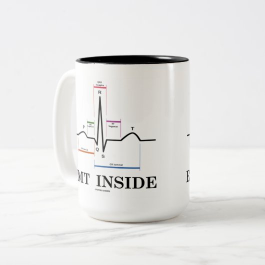 EMT Inside (Sinus Rhythm-elektrocardiogram) Tweekleurige Koffiemok (Voorkant links)