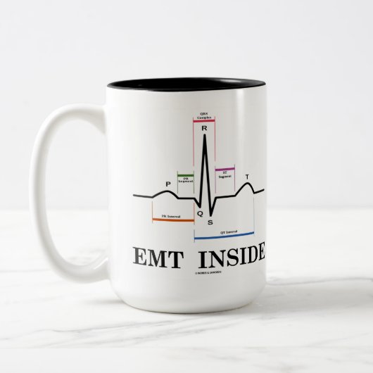 EMT Inside (Sinus Rhythm-elektrocardiogram) Tweekleurige Koffiemok (Links)